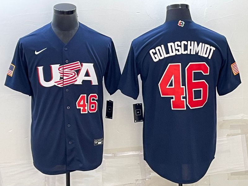 Men 2023 World Cub USA #46 Goldschmidt Blue Nike MLB Jersey2->more jerseys->MLB Jersey
